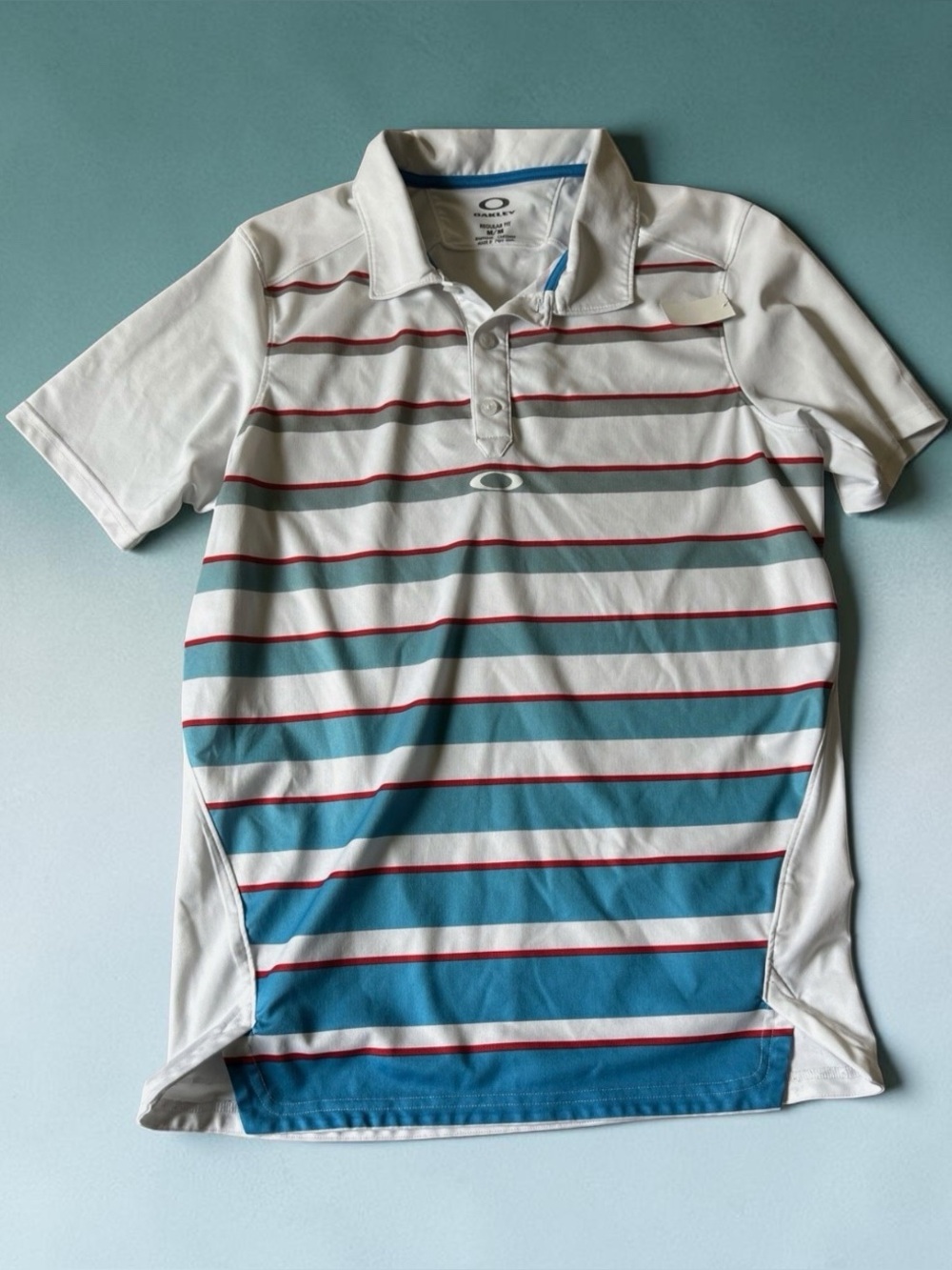 Oakley O-Hydrolix Men's Large Golf Polo, Red White Gray Stripe, Performance Mois